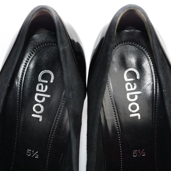 Gabor Women's Vision Pump Size 7.5 Mid Heel Black Suede Patent Slip On Shoe - Picture 12 of 13